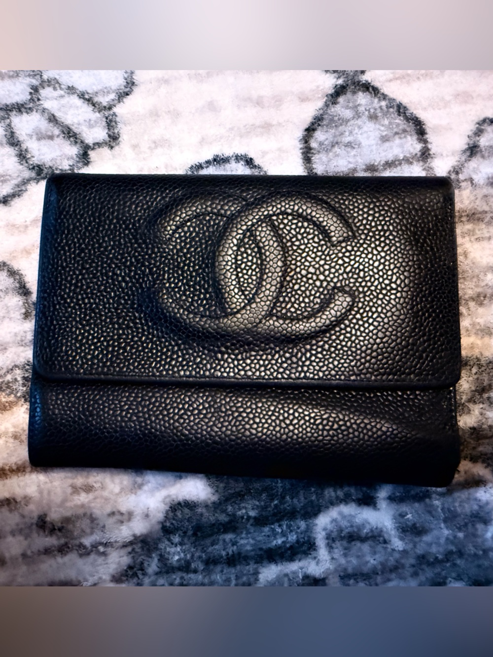 CHANEL Black Caviar Leather Wallet